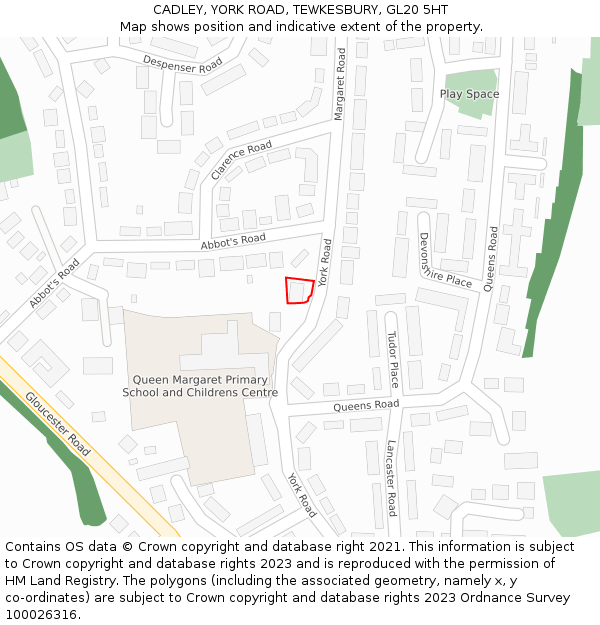 CADLEY, YORK ROAD, TEWKESBURY, GL20 5HT: Location map and indicative extent of plot