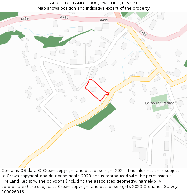 CAE COED, LLANBEDROG, PWLLHELI, LL53 7TU: Location map and indicative extent of plot