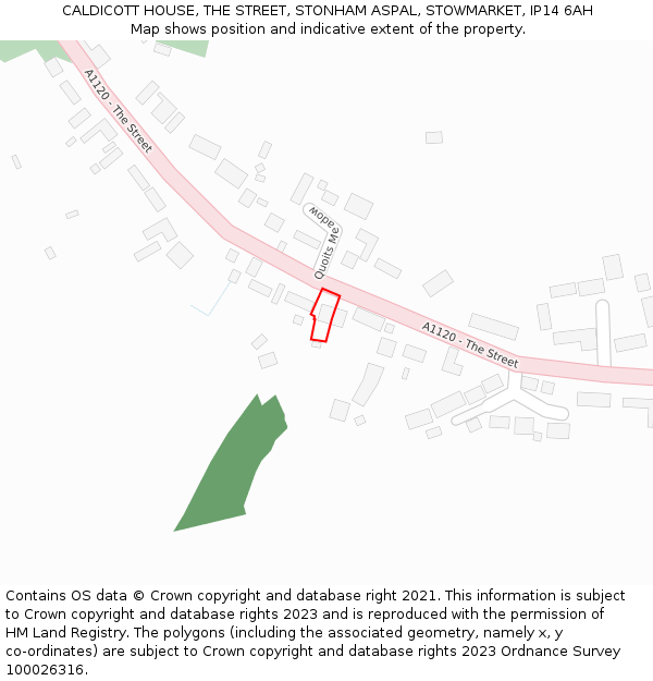 CALDICOTT HOUSE, THE STREET, STONHAM ASPAL, STOWMARKET, IP14 6AH: Location map and indicative extent of plot
