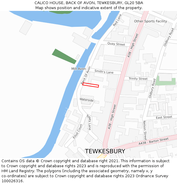 CALICO HOUSE, BACK OF AVON, TEWKESBURY, GL20 5BA: Location map and indicative extent of plot