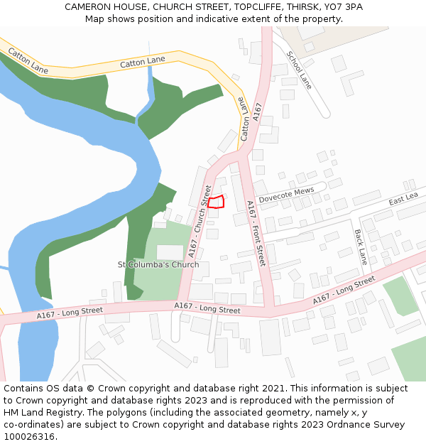 CAMERON HOUSE, CHURCH STREET, TOPCLIFFE, THIRSK, YO7 3PA: Location map and indicative extent of plot
