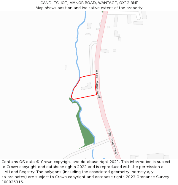 CANDLESHOE, MANOR ROAD, WANTAGE, OX12 8NE: Location map and indicative extent of plot
