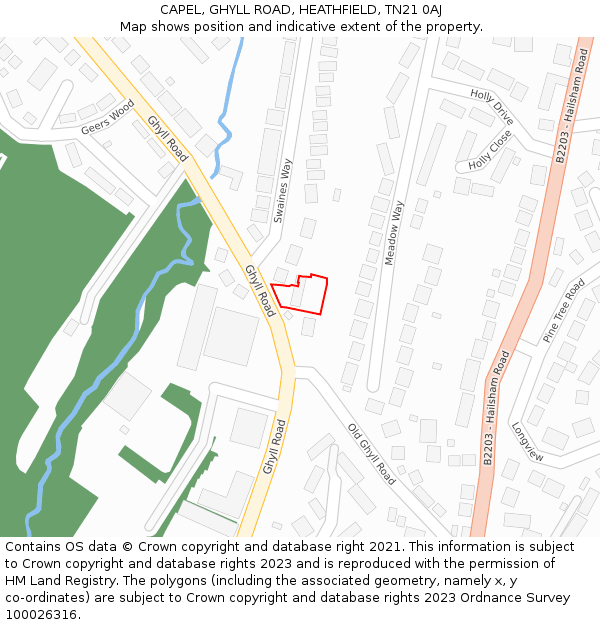 CAPEL, GHYLL ROAD, HEATHFIELD, TN21 0AJ: Location map and indicative extent of plot