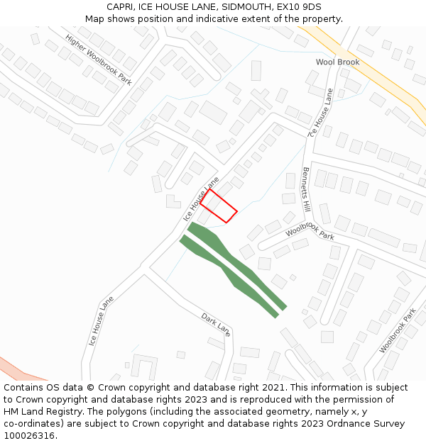 CAPRI, ICE HOUSE LANE, SIDMOUTH, EX10 9DS: Location map and indicative extent of plot
