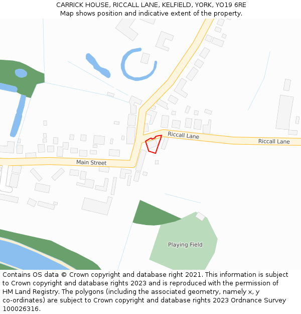 CARRICK HOUSE, RICCALL LANE, KELFIELD, YORK, YO19 6RE: Location map and indicative extent of plot