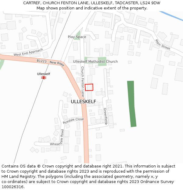 CARTREF, CHURCH FENTON LANE, ULLESKELF, TADCASTER, LS24 9DW: Location map and indicative extent of plot