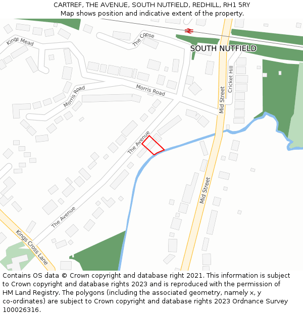 CARTREF, THE AVENUE, SOUTH NUTFIELD, REDHILL, RH1 5RY: Location map and indicative extent of plot