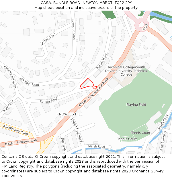 CASA, RUNDLE ROAD, NEWTON ABBOT, TQ12 2PY: Location map and indicative extent of plot