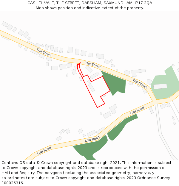 CASHEL VALE, THE STREET, DARSHAM, SAXMUNDHAM, IP17 3QA: Location map and indicative extent of plot