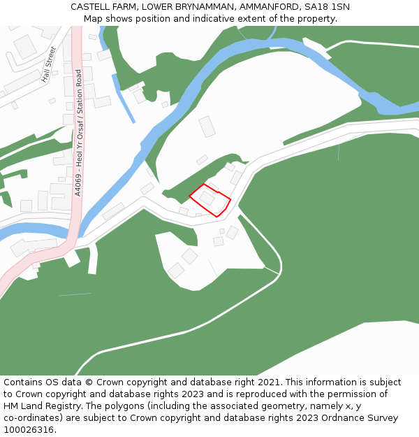 CASTELL FARM, LOWER BRYNAMMAN, AMMANFORD, SA18 1SN: Location map and indicative extent of plot