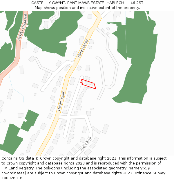 CASTELL Y GWYNT, PANT MAWR ESTATE, HARLECH, LL46 2ST: Location map and indicative extent of plot