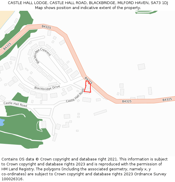 CASTLE HALL LODGE, CASTLE HALL ROAD, BLACKBRIDGE, MILFORD HAVEN, SA73 1DJ: Location map and indicative extent of plot