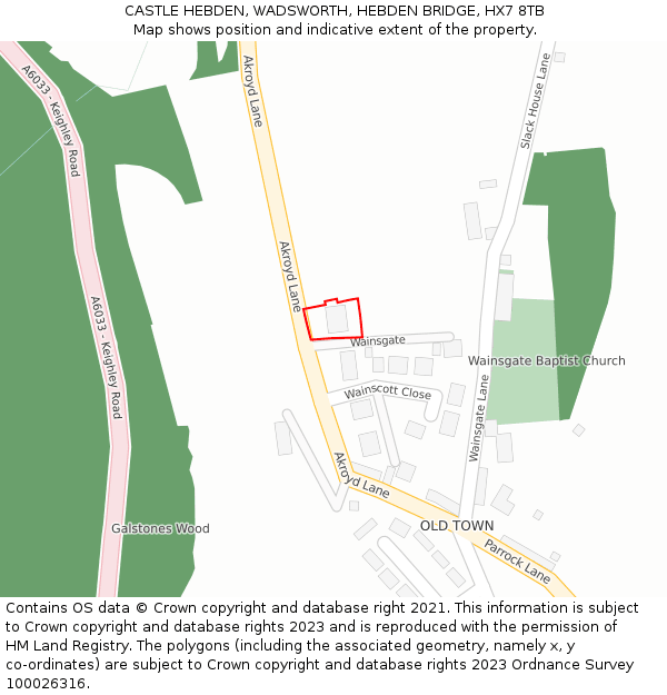 CASTLE HEBDEN, WADSWORTH, HEBDEN BRIDGE, HX7 8TB: Location map and indicative extent of plot