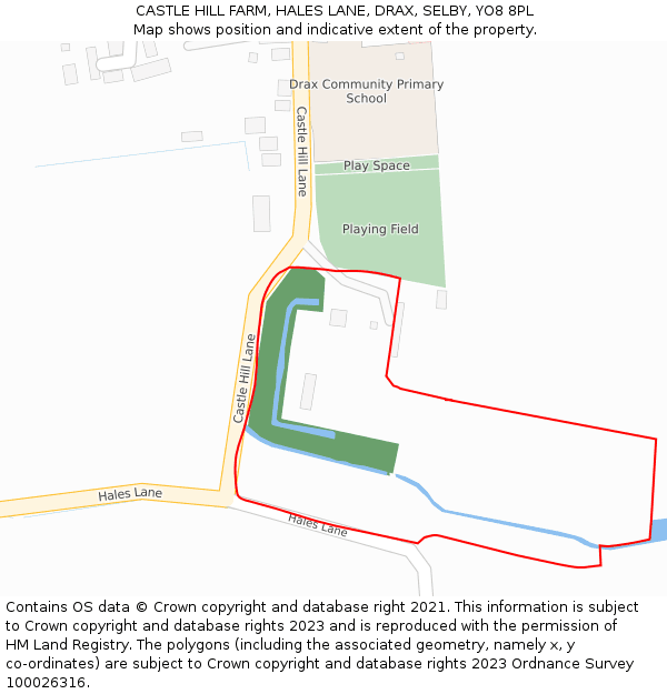 CASTLE HILL FARM, HALES LANE, DRAX, SELBY, YO8 8PL: Location map and indicative extent of plot
