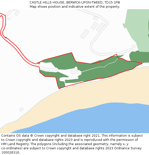 CASTLE HILLS HOUSE, BERWICK-UPON-TWEED, TD15 1PB: Location map and indicative extent of plot
