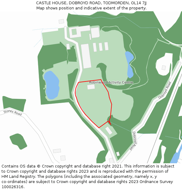 CASTLE HOUSE, DOBROYD ROAD, TODMORDEN, OL14 7JJ: Location map and indicative extent of plot
