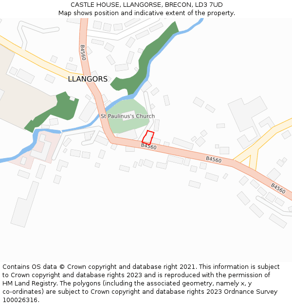CASTLE HOUSE, LLANGORSE, BRECON, LD3 7UD: Location map and indicative extent of plot