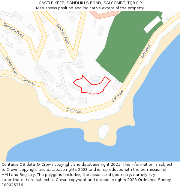 CASTLE KEEP, SANDHILLS ROAD, SALCOMBE, TQ8 8JP: Location map and indicative extent of plot