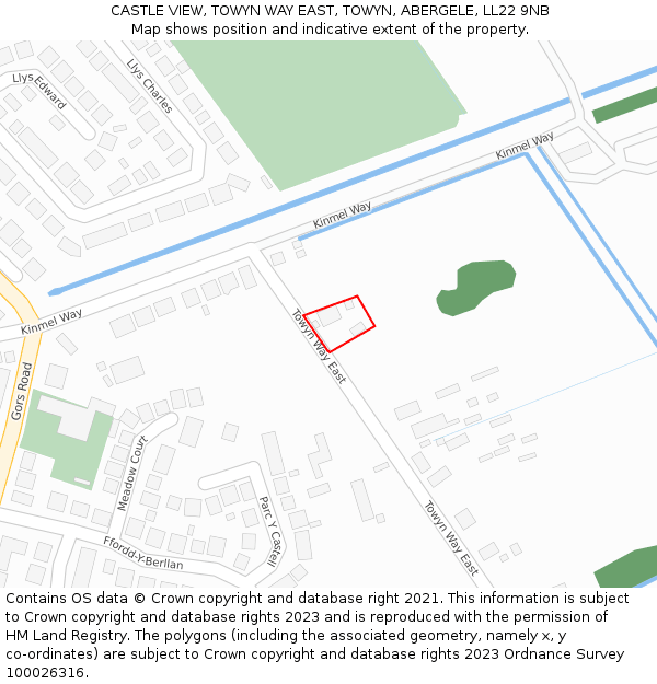 CASTLE VIEW, TOWYN WAY EAST, TOWYN, ABERGELE, LL22 9NB: Location map and indicative extent of plot