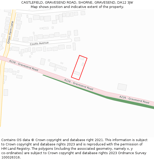 CASTLEFIELD, GRAVESEND ROAD, SHORNE, GRAVESEND, DA12 3JW: Location map and indicative extent of plot
