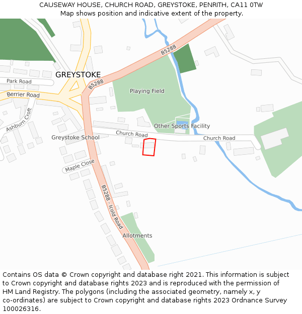 CAUSEWAY HOUSE, CHURCH ROAD, GREYSTOKE, PENRITH, CA11 0TW: Location map and indicative extent of plot