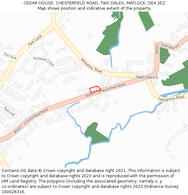 CEDAR HOUSE, CHESTERFIELD ROAD, TWO DALES, MATLOCK, DE4 2EZ: Location map and indicative extent of plot