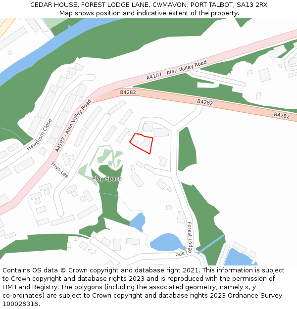 CEDAR HOUSE, FOREST LODGE LANE, CWMAVON, PORT TALBOT, SA13 2RX: Location map and indicative extent of plot