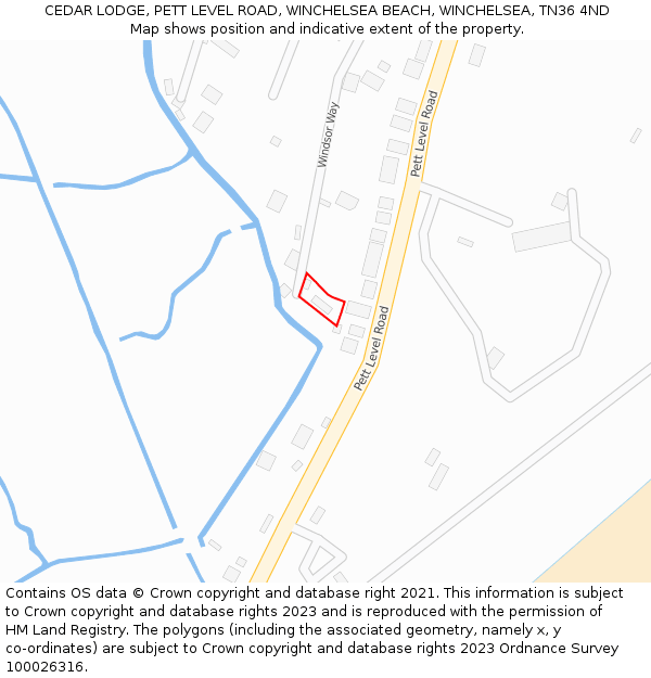 CEDAR LODGE, PETT LEVEL ROAD, WINCHELSEA BEACH, WINCHELSEA, TN36 4ND: Location map and indicative extent of plot