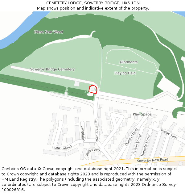 CEMETERY LODGE, SOWERBY BRIDGE, HX6 1DN: Location map and indicative extent of plot