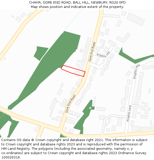 CHAIYA, GORE END ROAD, BALL HILL, NEWBURY, RG20 0PD: Location map and indicative extent of plot