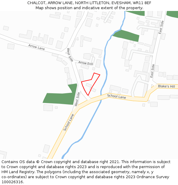 CHALCOT, ARROW LANE, NORTH LITTLETON, EVESHAM, WR11 8EF: Location map and indicative extent of plot