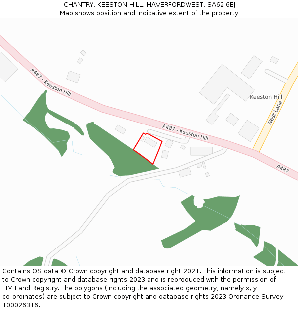 CHANTRY, KEESTON HILL, HAVERFORDWEST, SA62 6EJ: Location map and indicative extent of plot