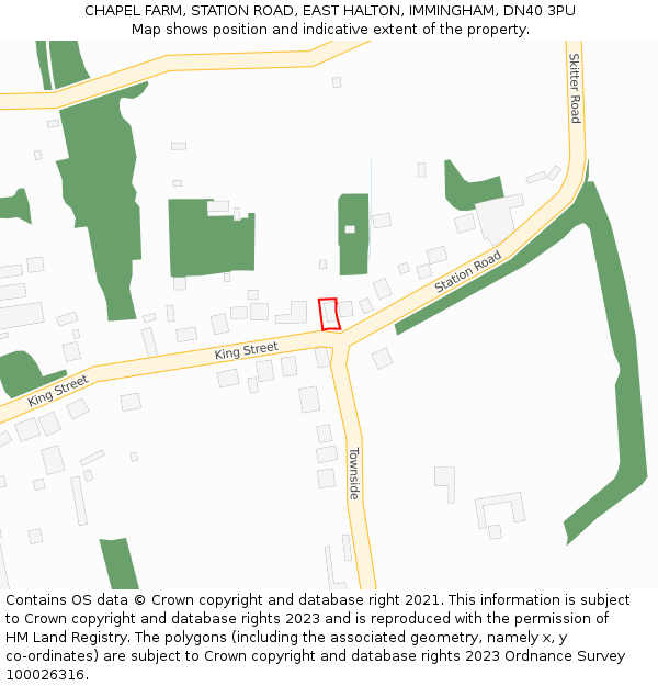 CHAPEL FARM, STATION ROAD, EAST HALTON, IMMINGHAM, DN40 3PU: Location map and indicative extent of plot