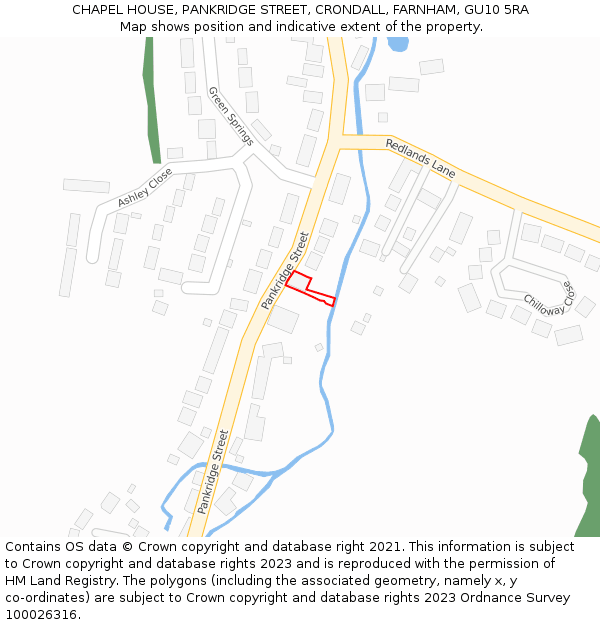 CHAPEL HOUSE, PANKRIDGE STREET, CRONDALL, FARNHAM, GU10 5RA: Location map and indicative extent of plot