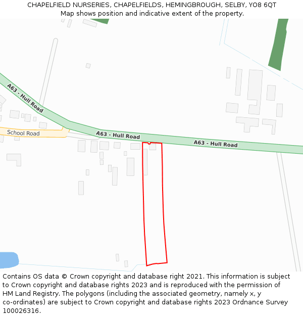 CHAPELFIELD NURSERIES, CHAPELFIELDS, HEMINGBROUGH, SELBY, YO8 6QT: Location map and indicative extent of plot