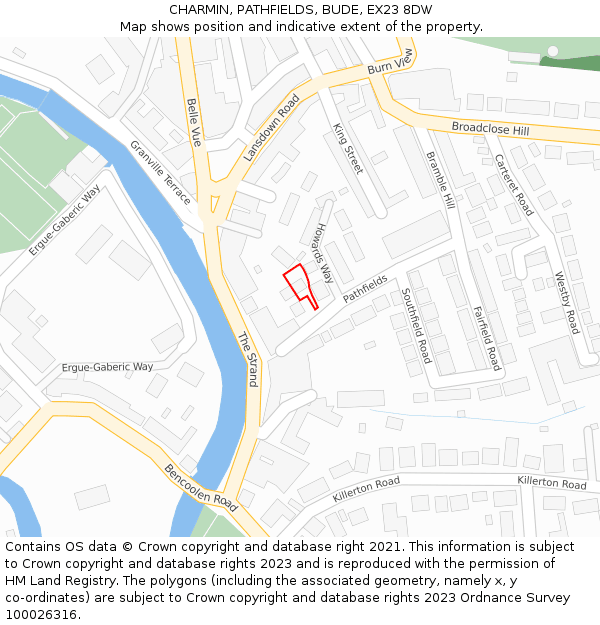 CHARMIN, PATHFIELDS, BUDE, EX23 8DW: Location map and indicative extent of plot