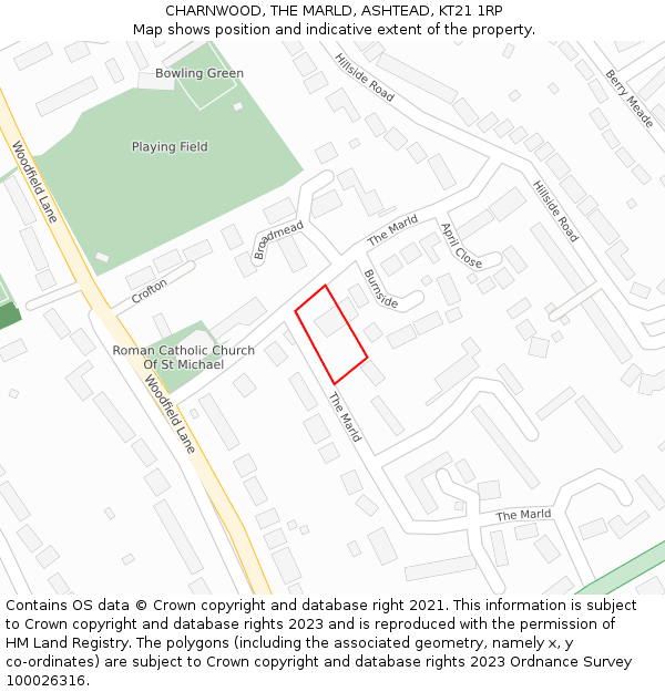 CHARNWOOD, THE MARLD, ASHTEAD, KT21 1RP: Location map and indicative extent of plot