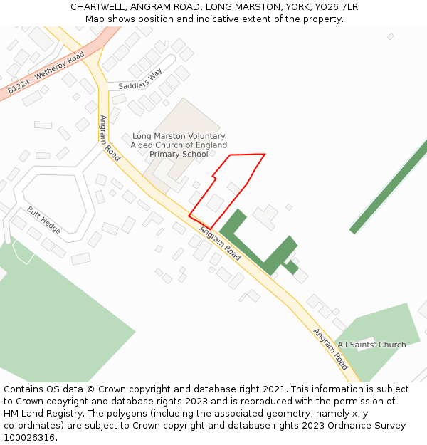 CHARTWELL, ANGRAM ROAD, LONG MARSTON, YORK, YO26 7LR: Location map and indicative extent of plot