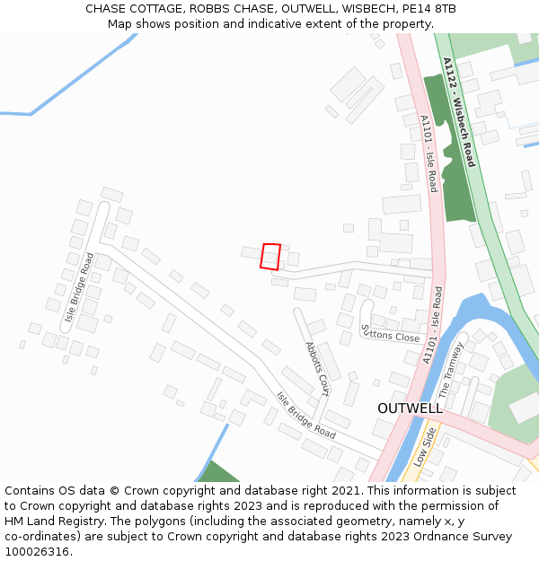 CHASE COTTAGE, ROBBS CHASE, OUTWELL, WISBECH, PE14 8TB: Location map and indicative extent of plot