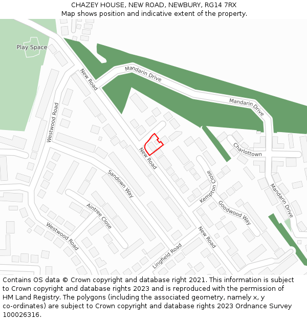 CHAZEY HOUSE, NEW ROAD, NEWBURY, RG14 7RX: Location map and indicative extent of plot