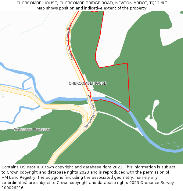 CHERCOMBE HOUSE, CHERCOMBE BRIDGE ROAD, NEWTON ABBOT, TQ12 6LT: Location map and indicative extent of plot