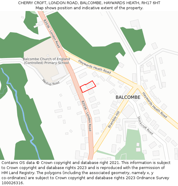 CHERRY CROFT, LONDON ROAD, BALCOMBE, HAYWARDS HEATH, RH17 6HT: Location map and indicative extent of plot