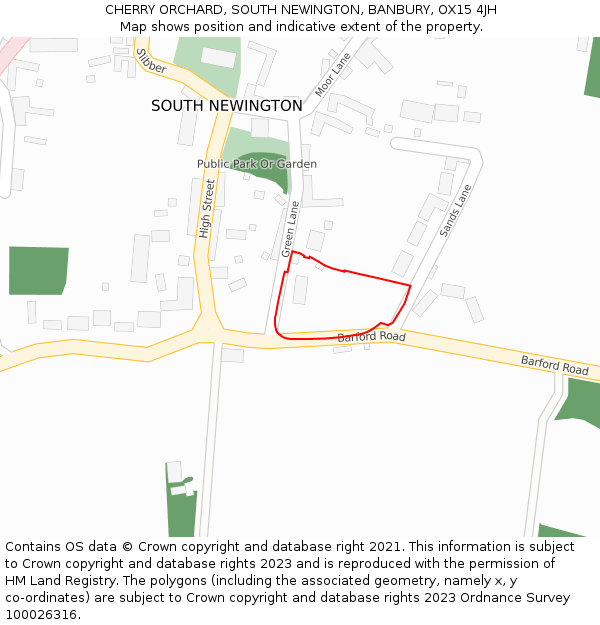 CHERRY ORCHARD, SOUTH NEWINGTON, BANBURY, OX15 4JH: Location map and indicative extent of plot