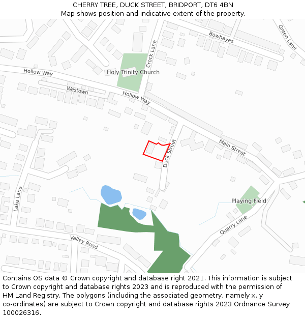 CHERRY TREE, DUCK STREET, BRIDPORT, DT6 4BN: Location map and indicative extent of plot