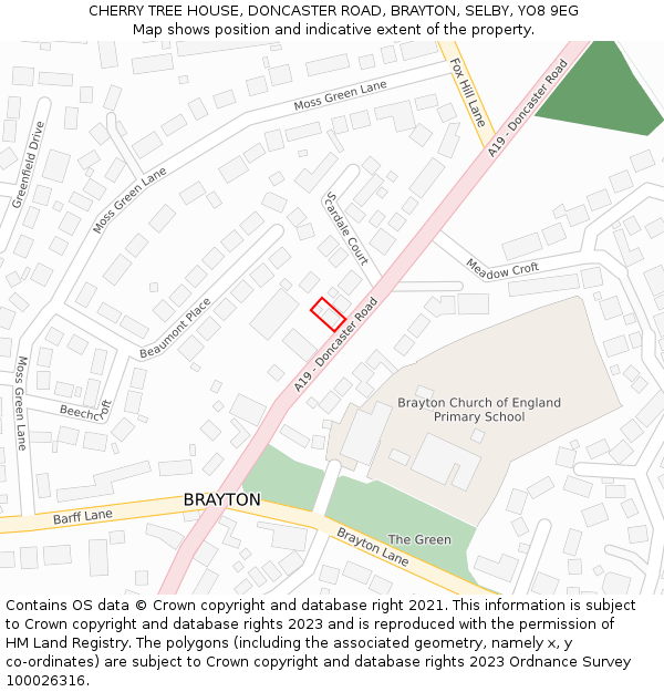 CHERRY TREE HOUSE, DONCASTER ROAD, BRAYTON, SELBY, YO8 9EG: Location map and indicative extent of plot
