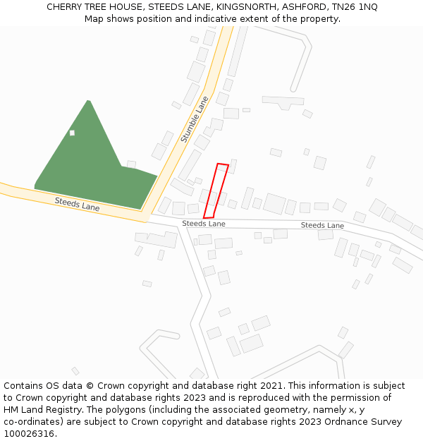 CHERRY TREE HOUSE, STEEDS LANE, KINGSNORTH, ASHFORD, TN26 1NQ: Location map and indicative extent of plot