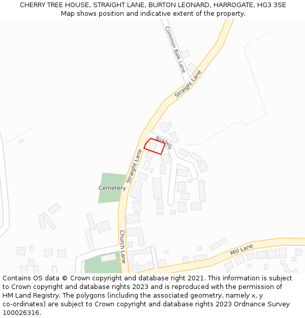 CHERRY TREE HOUSE, STRAIGHT LANE, BURTON LEONARD, HARROGATE, HG3 3SE: Location map and indicative extent of plot