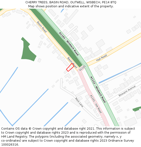 CHERRY TREES, BASIN ROAD, OUTWELL, WISBECH, PE14 8TQ: Location map and indicative extent of plot