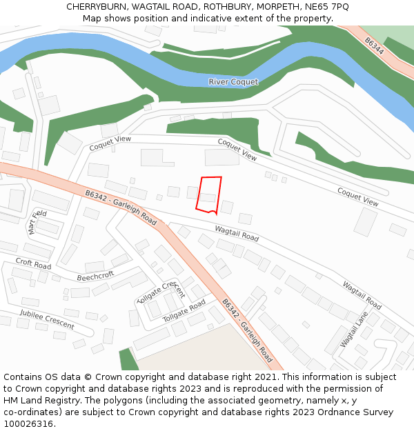 CHERRYBURN, WAGTAIL ROAD, ROTHBURY, MORPETH, NE65 7PQ: Location map and indicative extent of plot