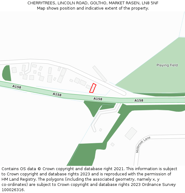 CHERRYTREES, LINCOLN ROAD, GOLTHO, MARKET RASEN, LN8 5NF: Location map and indicative extent of plot